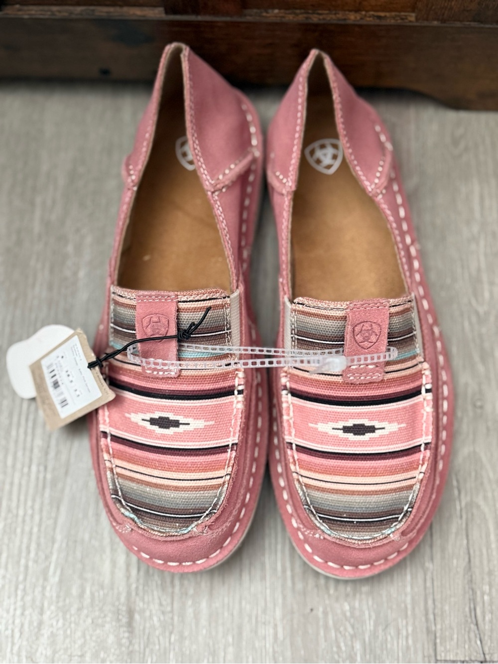 Ariat Pink Patterned Moccasin Loafers - Picture 2 of 2